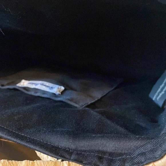 Tommy Bahama Women's Black Tan Medallion Straw Ring Handle Basket Tote Bag - Picture 5 of 11